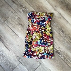 BB Dakota Multi Color Floral Strapless Dress